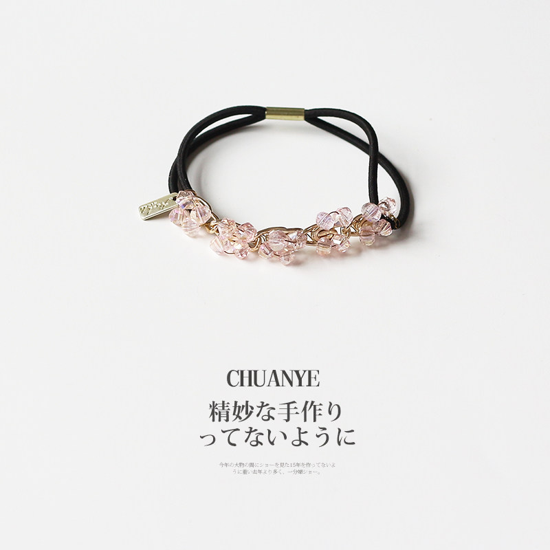 仿水晶串珠头绳女日韩系高级发圈手链两用气质精致皮筋女扎头