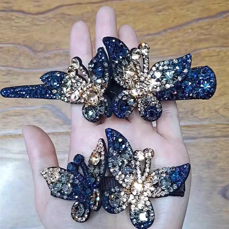 新款燕尾鸭嘴大号捷克钻发夹简约成人J发饰蝴蝶一字夹牛角夹时尚