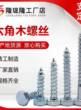 DIN571外六角木螺丝六角木螺丝钉 A镀锌自攻螺丝钉4.8级M6M8M10M1