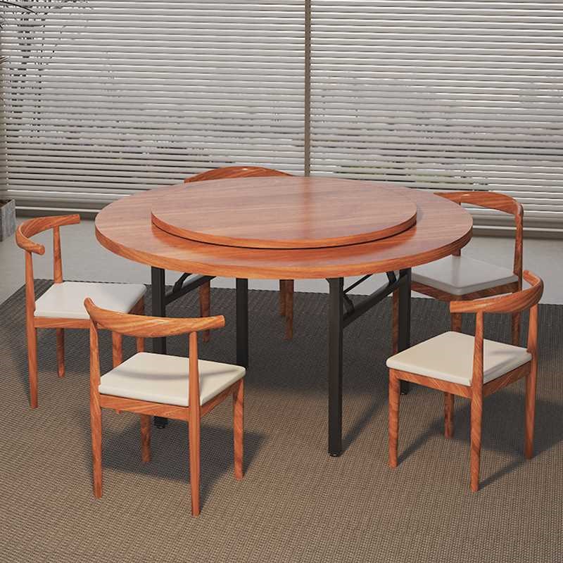 餐桌大圆桌12人家用中间转盘可收纳折叠酒店1米8大圆桌面2米20人