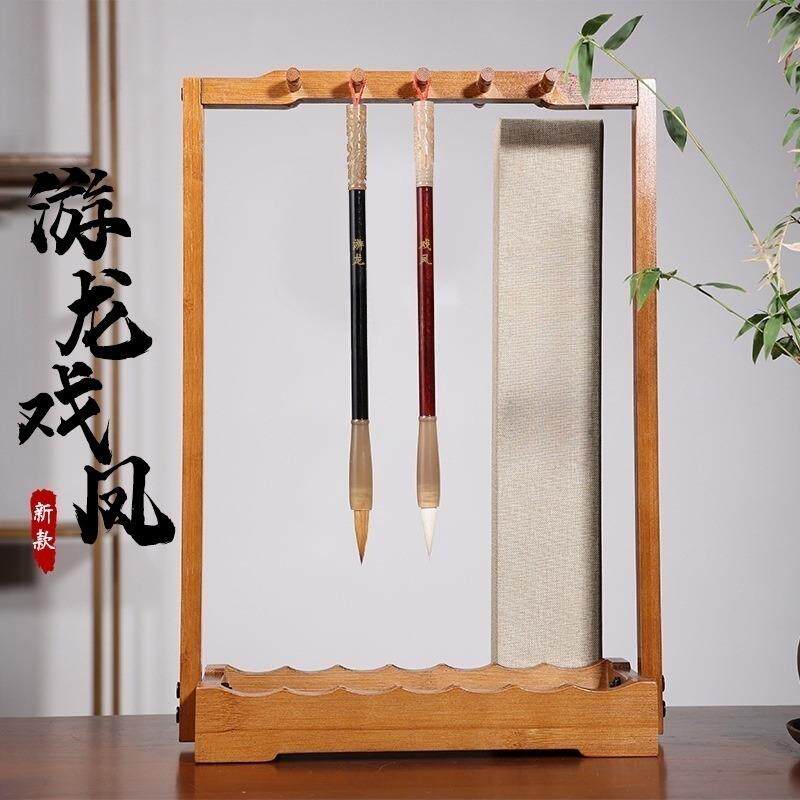 游龙戏凤牛角/驼骨+檀木杆v兼毫狼毫簪花小楷毛笔情侣对笔文房四