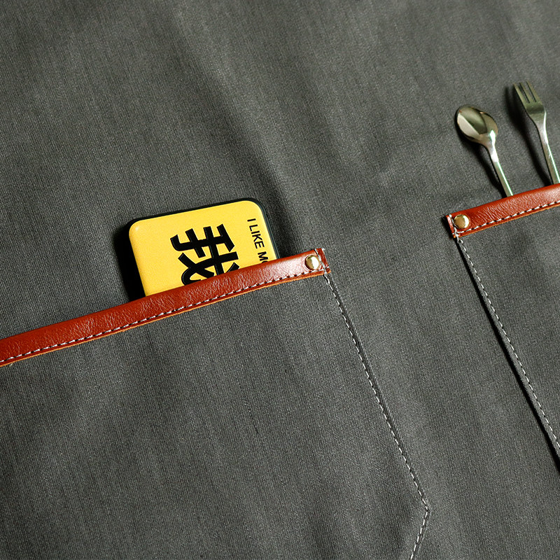 咖啡师帆布围裙发型师牛仔工作围裙不沾布料定制LOGO画师花艺师