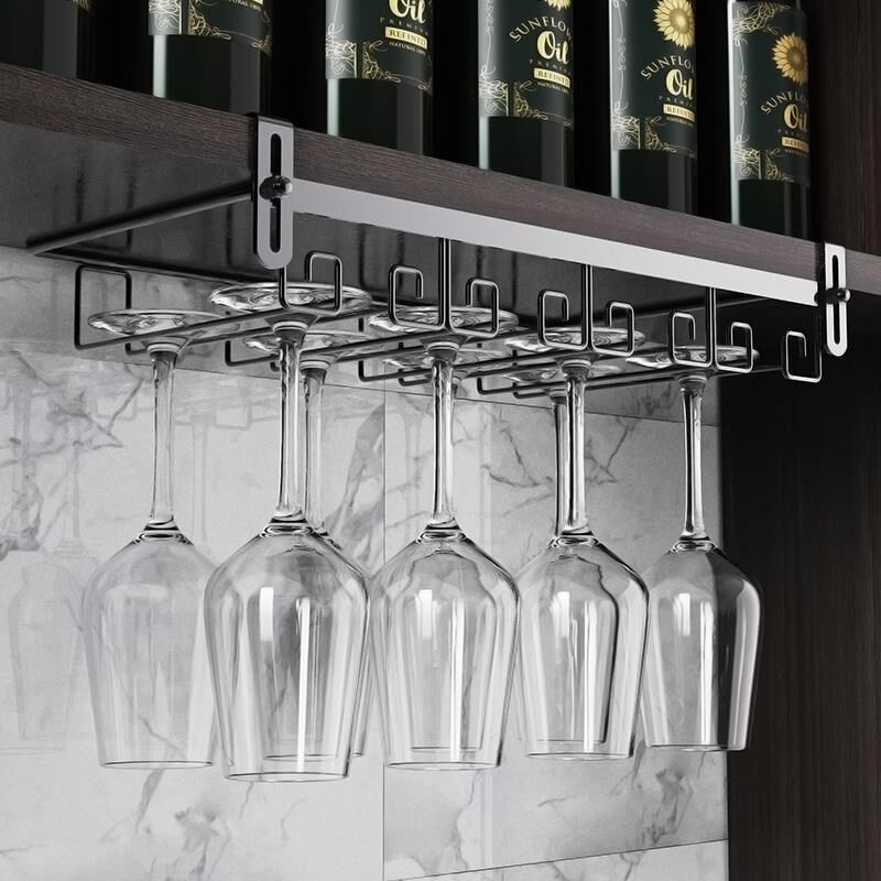 免打孔不锈钢红酒杯架子倒挂酒杯架家用悬挂架高脚杯酒柜挂架