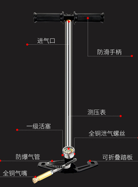 高压打气筒30mpa40mp手动式三级四级油冷汽车摩托车打气简充气泵