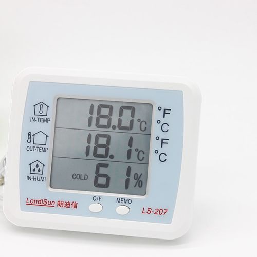 朗迪信电子温度计LS-207温湿度计大屏幕室内外温度计带探头高精度
