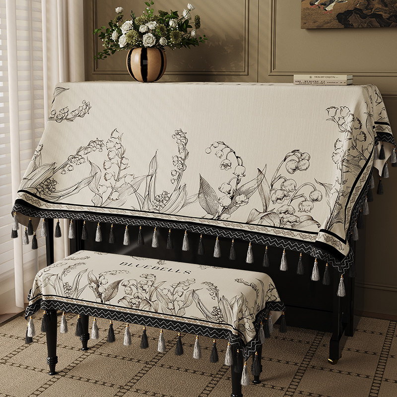 美式钢琴防尘罩盖布全罩电钢琴琴顶通用半罩遮灰盖巾琴凳保护套罩