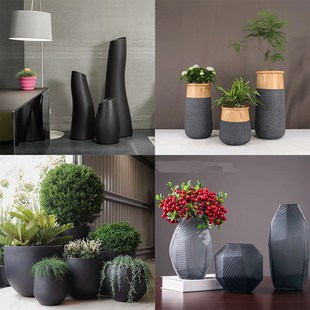 玻璃钢花盆组合简约创意户外商业大口径椭圆花缸花池花箱花盆定制