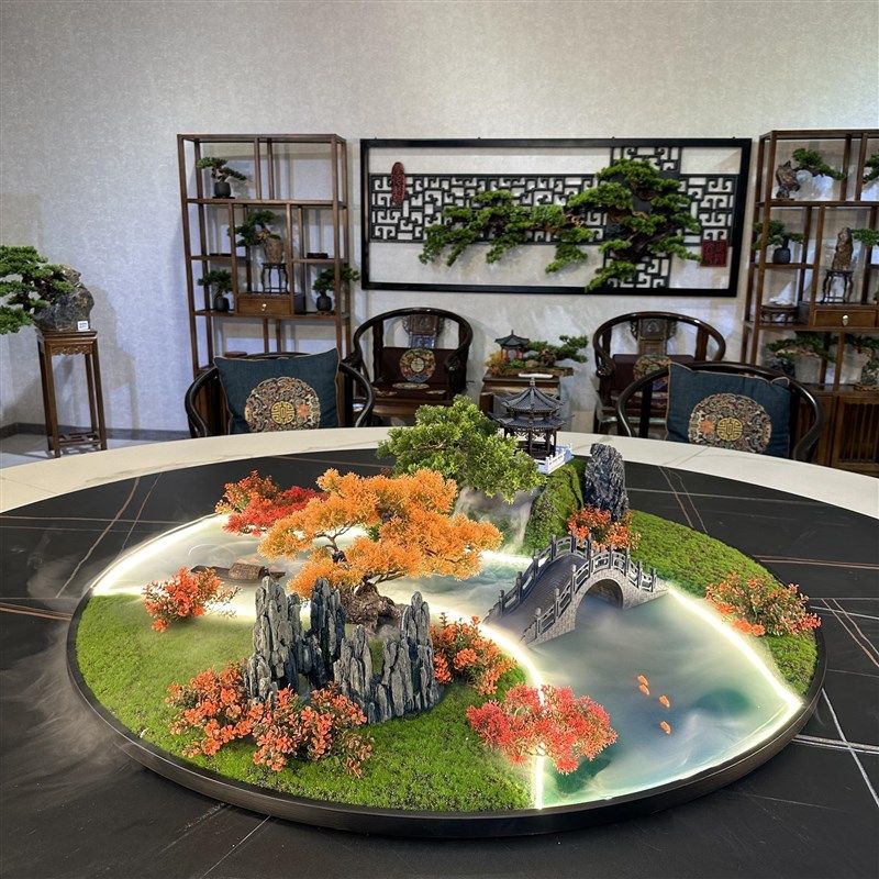 餐桌中间摆花喷雾化流水灯光遥控桌摆转盘花摆圆桌芯装饰盆景花瓶,家居饰品,餐桌花艺,淘宝优惠券,粉丝福利购,淘宝优惠卷