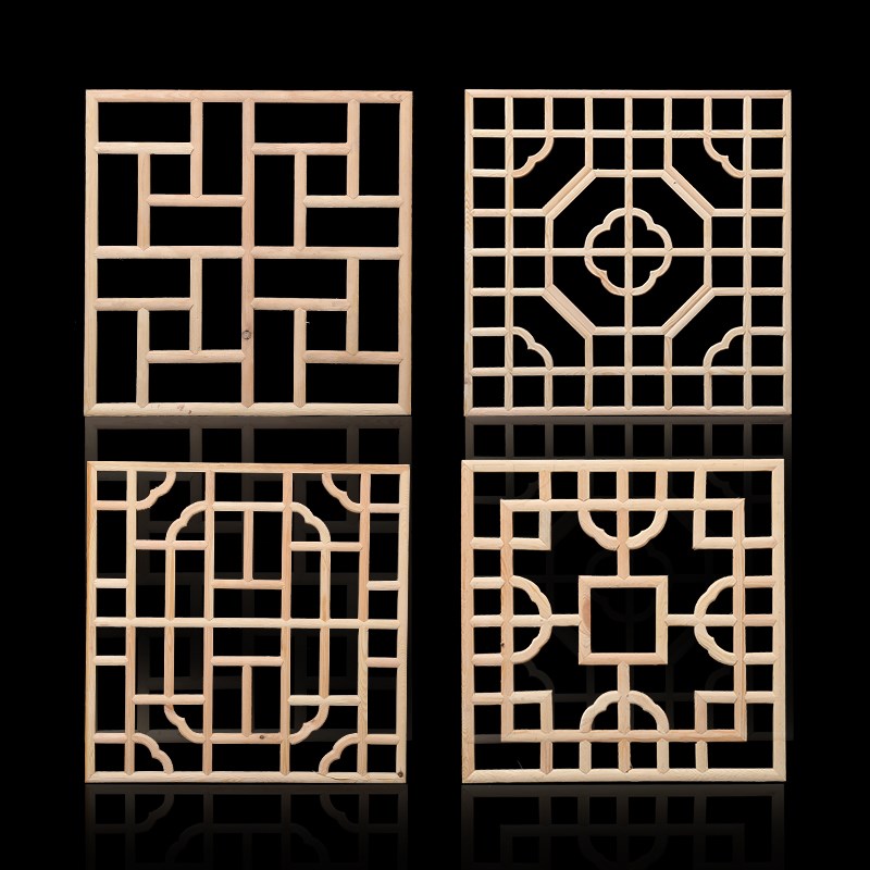 东阳木雕木格花窗吊顶走廊灯格实木方形花格中式仿古镂空装饰装修