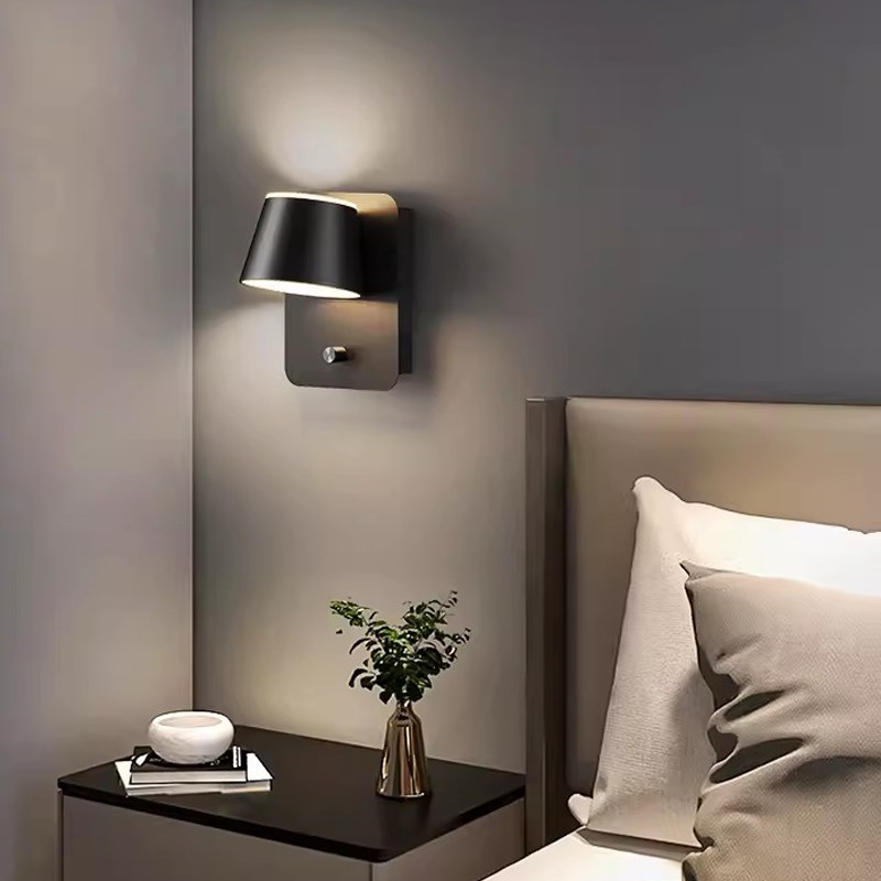 床头LED壁灯卧室客厅墙壁创意简约现代阅读壁灯带开关可旋转调光