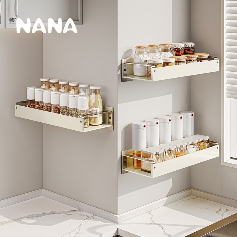 免打孔不锈钢厨房置物架墙壁盐调味罐收纳盒调料品壁挂式调料架子