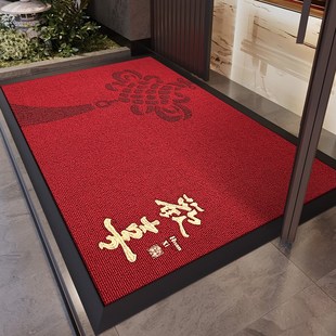 红色新年入户门地垫玄关大门口进门脚垫喜庆门外防滑除尘耐脏耐磨
