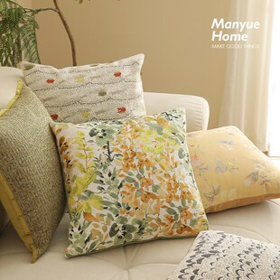 M.life 田园风花卉抱枕床头样板间靠垫客厅沙发腰V靠背抱枕套含芯