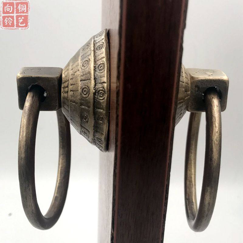 仿古纯铜双面装拉手玻璃门花格门铜配件实木门环敲门器中式门拉环