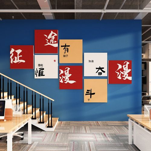 公司企业办公室楼梯文化墙面装饰高级感氛围布置激励志标语墙贴纸
