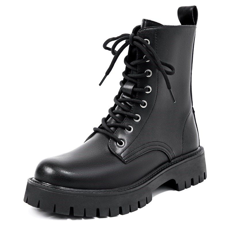 马丁靴男式夏季透气八孔拉链款英伦风长筒透气高帮皮鞋工装机车靴