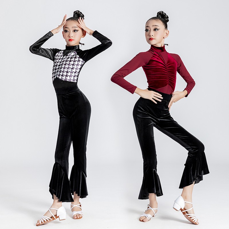 儿童拉丁舞服秋冬练功服女孩比赛规定训练演出舞蹈服少儿拉丁舞裙