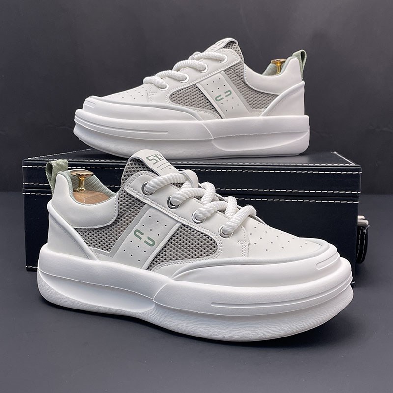 男鞋内增高小白鞋男夏季新款透气网面运动休闲鞋时尚百搭厚底板鞋