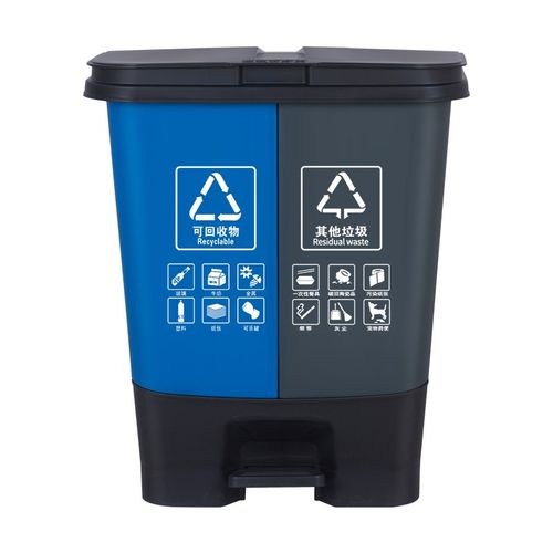脚踩脚踏式分类垃圾桶家用带盖大号大容量商用干湿分离垃圾箱双桶
