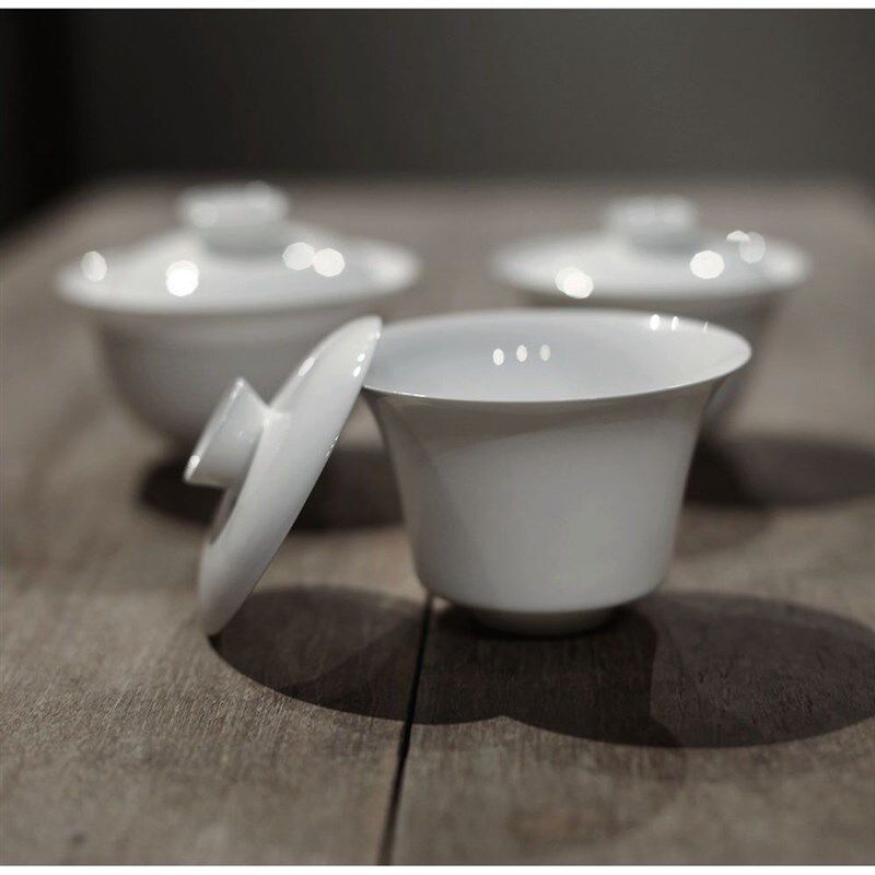 叙白潮州骨瓷蛋壳茶具 大号盖碗L 特薄茶具 真骨瓷薄胎