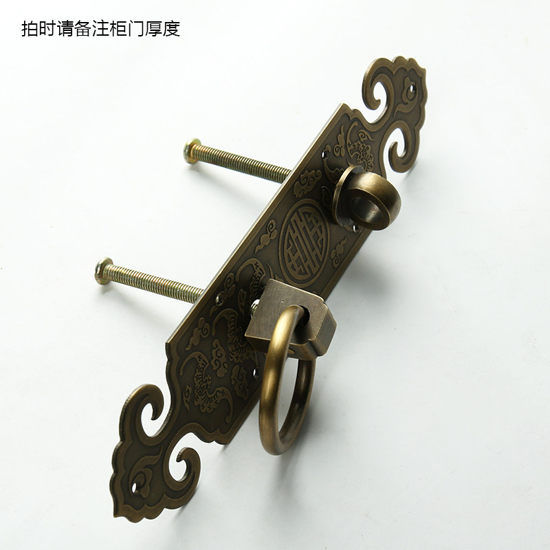 中式纯铜搭扣锁门扣柜门直条拉手大门门栓全铜老式木门挂锁扣全铜