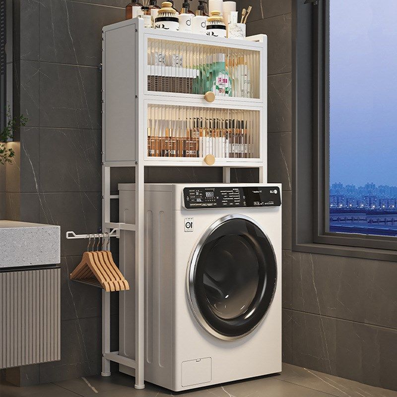带柜门防尘卫生间洗衣机置物架落地多层滚筒上方架子浴室阳台收纳