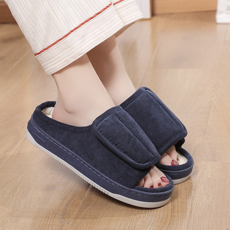 老人防滑拖鞋脚肿脚宽脚胖加肥加宽大码46-48室内家居亚麻布