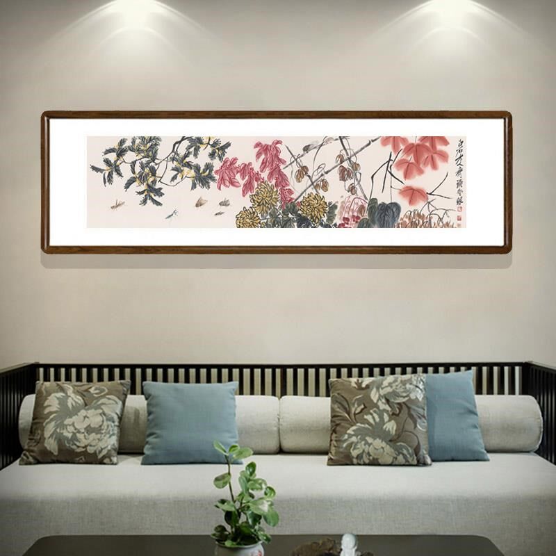网红齐白石繁花景锦国画客厅背墙装饰画书房卧室挂画办公室酒似店