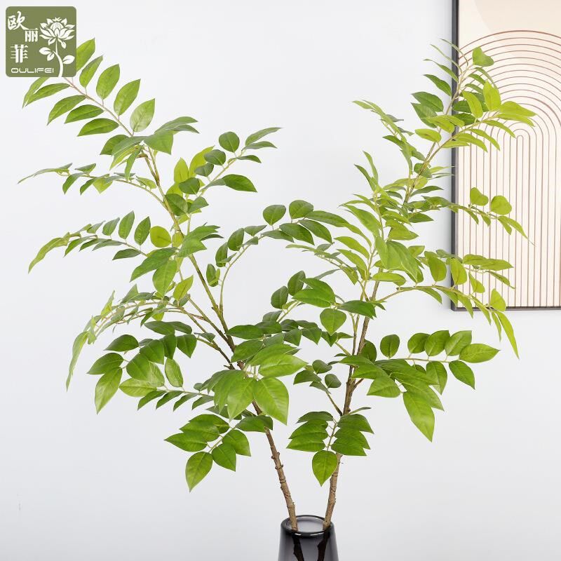 仿真大枝黄花梨 漆树叶造景酒店橱窗F 场景装饰摆件仿真植物香椿