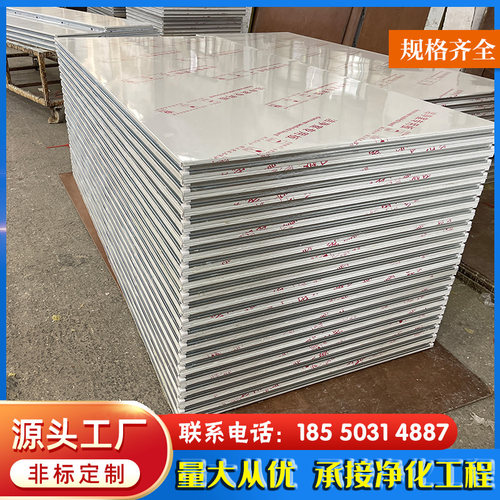 手工岩棉板净化玻镁彩q钢板隔墙洁净复合夹芯板防火阻燃泡沫保温