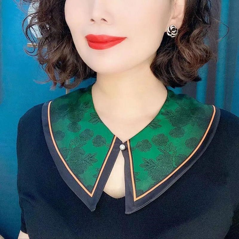 新款百变丝巾冰感假领子多功能百搭气质假领子夏季韩版印花防走光