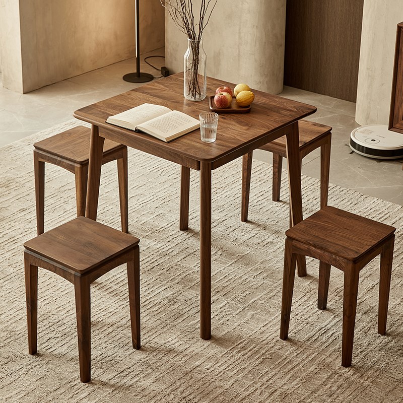 北美黑胡桃木实木凳子家用成人高板凳方凳客厅餐桌凳小板凳化妆凳