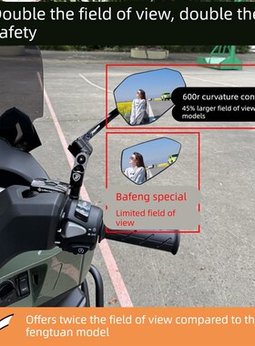 适用XMAX300 升仕368G/D/wM改装广角后视镜光阳H150 NMAX155反光