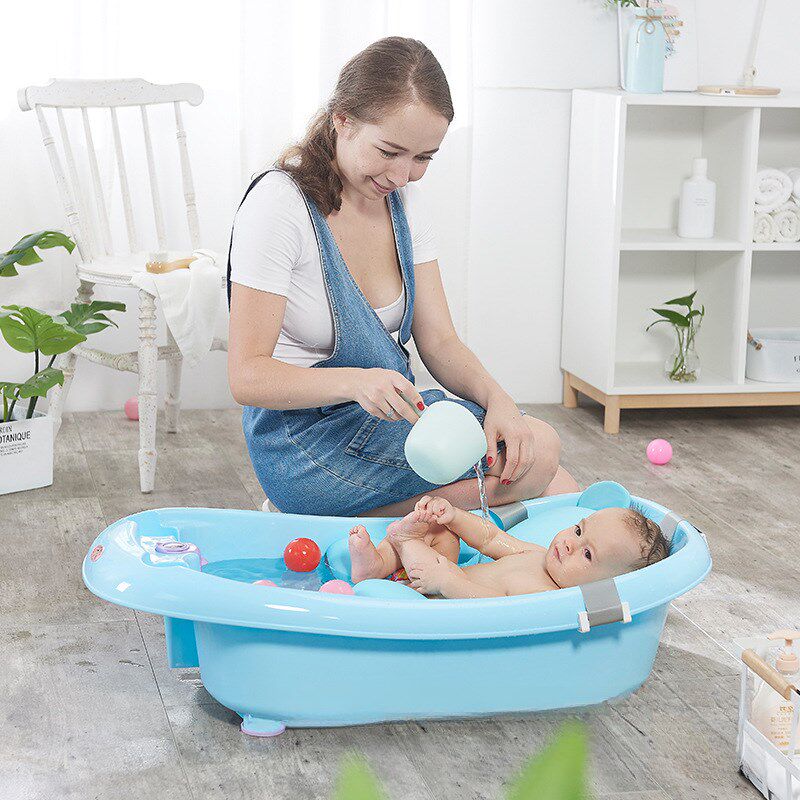 婴儿洗澡盆躺托一体浴盆宝宝可折叠幼儿坐躺大号浴桶家用儿童用品