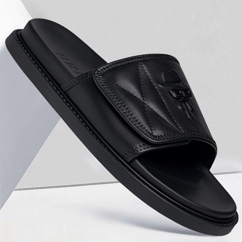 拖鞋男2024夏季透气新款潮流百搭黑色防臭防滑一字拖沙滩凉鞋子男