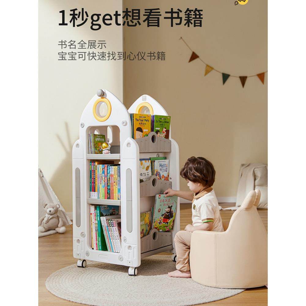 儿童书架收纳架旋转一体落地稳固书柜置物架玩具盒宝宝绘本架实用,收纳整理,书桌收纳置物架,淘宝优惠券,粉丝福利购,淘宝优惠卷