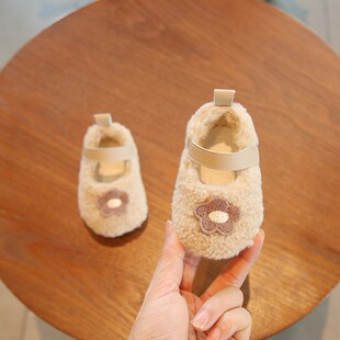 冬季一岁女宝宝棉鞋l6-12个月婴儿学步鞋子秋冬款婴幼儿公主鞋软