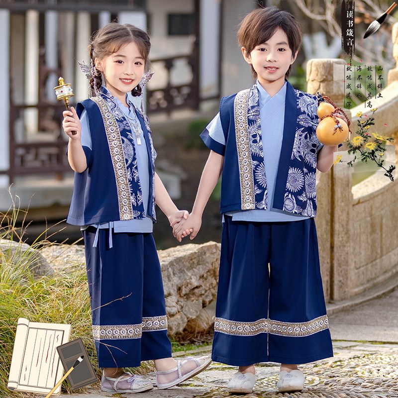 六一儿童壮族服饰少数民族夏季套装男女孩苗族幼儿园舞蹈表演服装