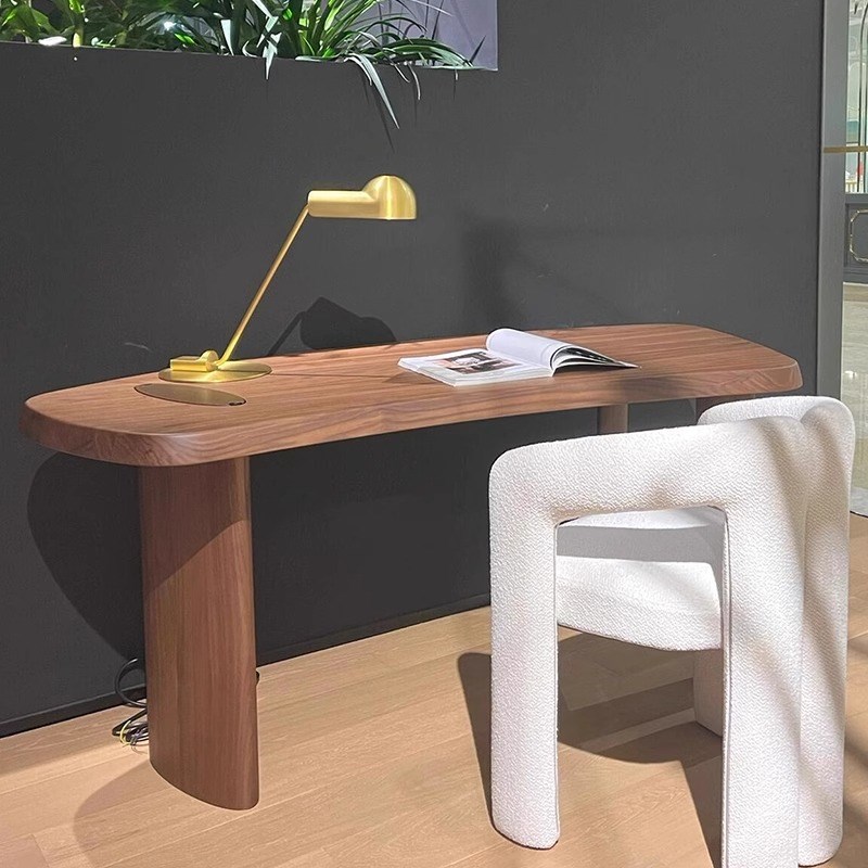 新中式黑胡桃白蜡木书桌简约酒店民宿办公室电脑桌书房实木写字桌