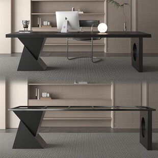 简约岩板餐桌腿支架实木茶桌金属底座办公电脑桌脚X大板茶几脚架