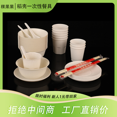 稻壳一次性碗食品级家用饭碗套装