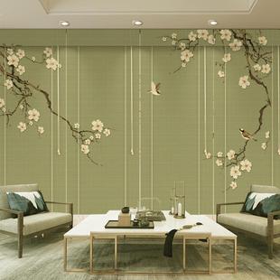 新中式 饰隔断帘子 花鸟印花竹帘卷帘窗帘卷拉式 茶室客厅禅意背景装