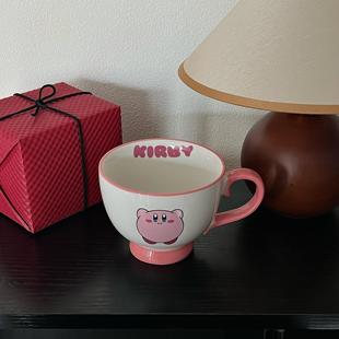 粉色可爱卡通卡比大容量陶瓷麦片杯早餐牛奶咖啡杯办公室水杯礼物