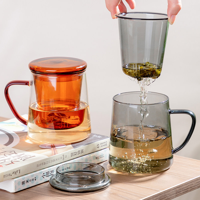 玻璃茶水分离杯茶杯泡茶r杯办公室喝水杯子茶道杯茶水杯男士喝茶