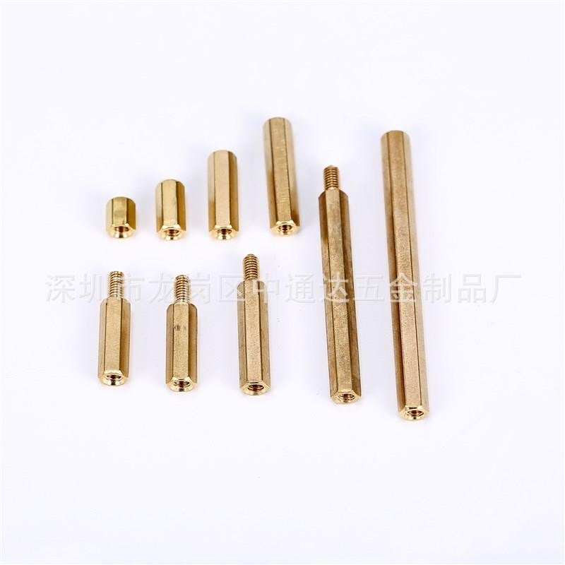 or六角铜柱M3单头通PC间支撑隔柱安防加铜螺母柱长外牙1M3*2+6