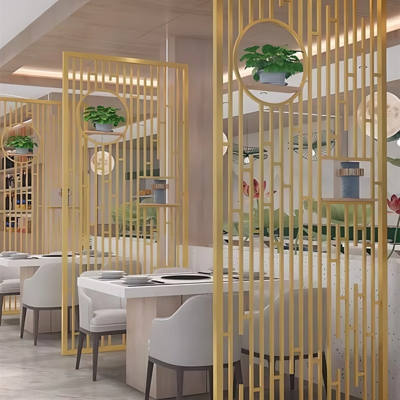 工业风铁艺餐厅隔断镂空屏风框火锅店围栏网格背景墙隔断屏风格栅