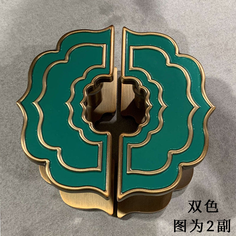 中式大门拉手半圆形玻璃门拉手欧式仿古衣柜橱柜古铜刻字把手定制