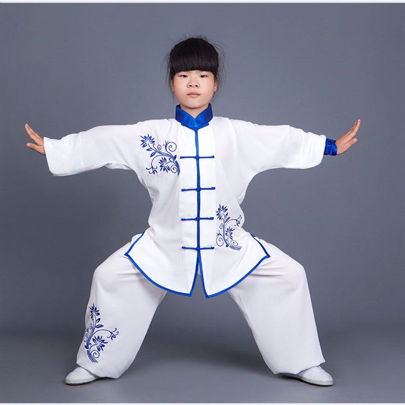 学生太极服节日武术表演服女太极拳练功服男童学生少儿太极扇比赛