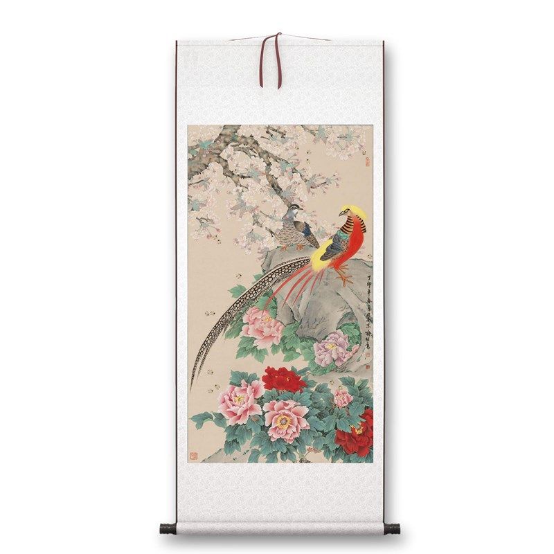 喻继高《梨花锦鸡》客厅书房茶室装饰画挂画玄关水墨高清卷轴字画