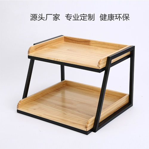 两层面包架松木铁架陈列架面包蛋糕超市生鲜水果食品展示架